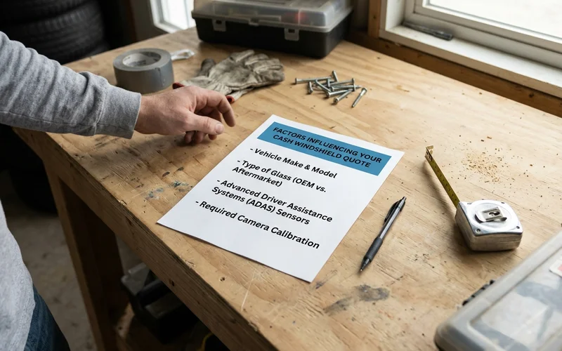 Graphic showing the four factors that change a cash windshield quote