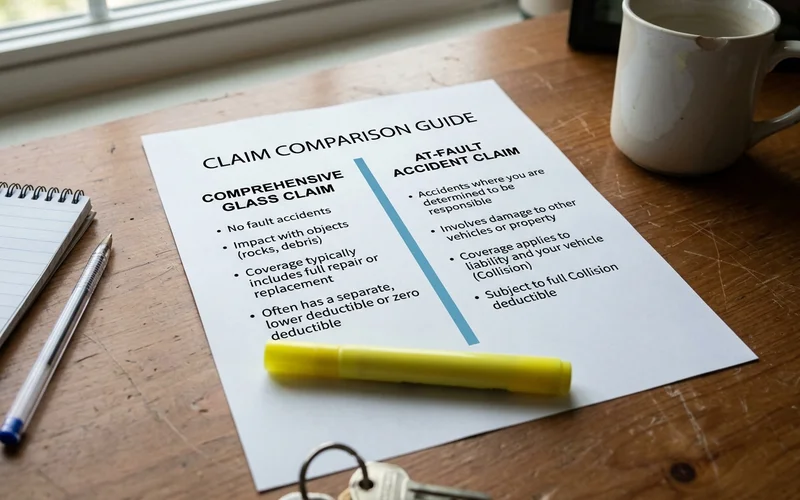 Comparison of a comprehensive glass claim versus an at-fault accident claim